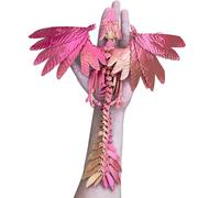 FLUEFOWL 3D Printed Dragon Wings, 30CM Articulated Crystal Dragon with Huge Wings, Flexible Joints Desk Toys, Home Office Decor Executive Desk Toys (Red&gold)
