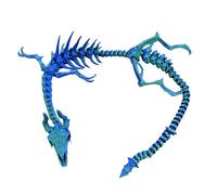 FLUEFOWL 3D Printed Skeleton Dragon, 18in Dragon Inside Fidget Toys for Adults, 3D Printed Articulated Dragon, Posable Flexible Crystal Dragon Toys for Autism/ADHD (Blue green)
