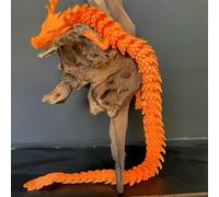 FLUEFOWL Color Changing 3D Printed Dragon, 45CM Full Articulated Crystal Dragon, Home Decor Flexible Joints Fidget Toy, Executive Desk for Adults Stress Relief Autism ADHD (Orange)