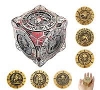 FLUEFOWL DND Spinner Dice Set, 7 in 1 Metal Dice with 3D Embossing, Dungeons and Dragons, Polyhedral Role Play Dice, Fantasy D&D Tabletop RPG Accessories (Blood Spots)