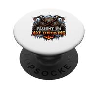 Fluent in Axe Throwing Viking Warrior Norse Nordic Humor PopSockets Adhesive PopGrip