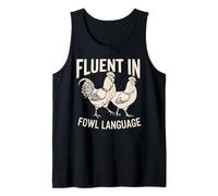 Fluent in Fowl Languages Retro Rooster Hen Chicken Farmer Tank Top