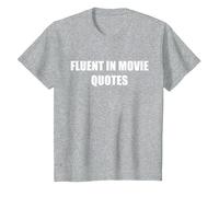 Fluent in Movie Quotes T-Shirt, Kids, Heather Grey, 6 Years