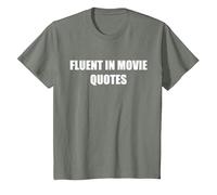 Fluent in Movie Quotes T-Shirt, Kids, Olive Heather, 12 Years