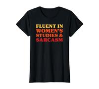 Fluent in Women's Studies and Sarcasm Funny Women's Studies Value Graphic T-Shirt, Women, Black, XL