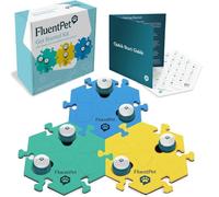 FluentPet Recordable Dog & Cat Talking Button Get Started Kit | Cat & Dog Talking Button Set with 3 HexTiles & 67 Word Stickers | 6 Talking Dog Button for Communication with 18 Pre-Installed Batteries