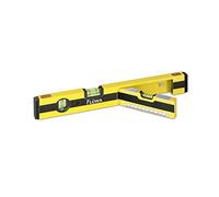 FLÜWA Long Spirit Level with Wing 40 cm | With Printed Protractor (45° & 90°) & Magnetic Base | Foldable Wings for Simultaneous Levelling in Two Directions [Aluminium]