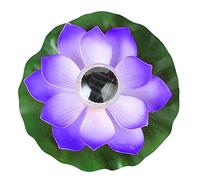 Flueyer LED Floating Lotus Light, Solar Pond Lights Waterproof, Water Floating Color-Changing Lily Light Artificial Flower Lights for Outdoor Pond Fish Tank Garden Decoration Lighting