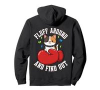 Fluff Around And Find Out - Funny Boxing Calico Cat Meme Pullover Hoodie