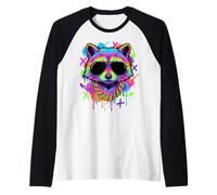 Fluff Around and Find Out Funny Raccoon Street Art Style Raglan Baseball Tee
