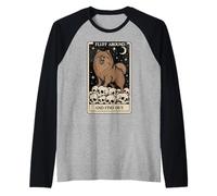 Fluff Around and Find Out - Ironic Pomeranian Tarot Meme Raglan Baseball Tee