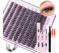 Fluff Lash Extension Kit Wispy Eyelash Extension Kit 10-18MM Natural Lash Clusters 180PCS Cluster Eyelash Extensions with Lash Bond and Remover and Lash Applicator DIY Lashes Extension by Pleell