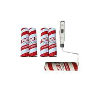 Fluff Off 4 Giant 7 Inch Lint Roller Refills and 1 Unit - 60 Spiral Sheets per roll. Giant Lint Roller for Pet Hair, Lint Remover Roller for Cat Hair, Clothes and Furniture