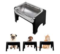 Fluff Trough 7.25 Inch Tall Elevated Bowls for Medium & Small Dogs - Stainless Steel Raised Bowl With Stand Holds 2 Cups of Pet Food - Vet Recommended, Dishwasher Safe Feeder Station