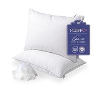 FluffCo Basics Down Alternative Pillow - 2 Pack | Luxury Comfort Bed Pillows | Vegan Microfiber, Cooling Surface, Machine Washable | Soft King Size - Set of 2 | 20” x 36”