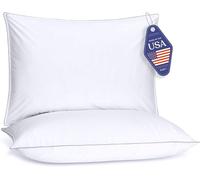 FluffCo Basics Down Alternative Pillow - 2 Pack | Soft Bed Pillows for Luxury Comfort | Vegan Microfiber, Cooling Surface, Machine Washable | Standard/Queen Size Bed Pillows - Set of 2 | 20’’ x 28’’