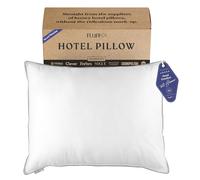 FluffCo Zen Fluff Down Standard/Queen Pillow with 600 Fill Power White Duck Down Stomach Sleeper - Luxury Hotel Quality 300 Thread Count - 100% Cotton Feather Pillow