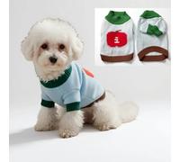 FluffgineerFall/Winter Dog & Cat Sweater - Cozy Knit Pullover for Small Pets, Light Blue with Red Apple Print, Warm & Breathable for Indoors/Outdoors, Anti-Shedding, Soft Yarn (XS/S/M/L/XL) (Medium)