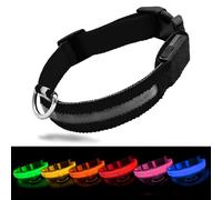 FluffMinds Light Up Rechargable Dog Collar, LED Dog Collar Light for Night, Flashing Dog Collar with 3 Modes, Adjustable Glowing Dog Collar for All Dogs (Black, X-Large (66cm))