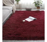 Fluffy 60 x 90 cm Shaggy Rug Faux Fur Skid Traditional Rug Floor Carpet Machine Washable for Bedroom Living Kids Dining Dorm Indoor, Red Wine