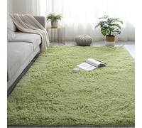 Fluffy 90 x 120 cm Area Rugs Anti Slip Home Decor Washable Carpet Floor Mats Non Shedding for Bedside Children's Bathroom Sofa Floor, Army Green