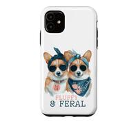 Fluffy and Feral Corgi Dogs Humor Cute Bad Bitch Case for iPhone 11