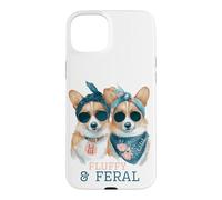 Fluffy and Feral Corgi Dogs Humor Cute Bad Bitch Case for iPhone 15 Plus