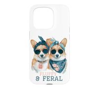 Fluffy and Feral Corgi Dogs Humor Cute Bad Bitch Case for iPhone 15 Pro