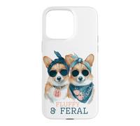 Fluffy and Feral Corgi Dogs Humor Cute Bad Bitch Case for iPhone 15 Pro Max