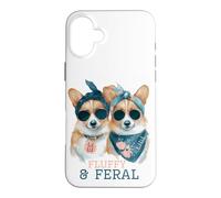 Fluffy and Feral Corgi Dogs Humor Cute Bad Bitch Case for iPhone 16 Plus
