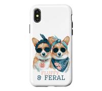 Fluffy and Feral Corgi Dogs Humor Cute Bad Bitch Case for iPhone X/XS