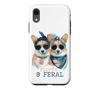 Fluffy and Feral Corgi Dogs Humor Cute Bad Bitch Case for iPhone XR