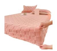 Fluffy Bed Sheets Winter Warm Fitted Bed Sheet Fleece Linen Plush Mattress Cover Thick(Pink1,60x80x12 inch)