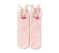 Fluffy Bed Socks Kids Girls Thermal Fuzzy Cute Socks Causal Solid Color Winter Leg Warmers Coral fleece Socks Rabbit Cute Bunny Ear Black White Soft Cotton Scrunch Thick Stockings Gifts
