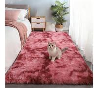Fluffy Bedroom Rug - Soft Long Pile Carpet Non-Slip Backing Washable Modern Decor for Living Room Pink 100x160cm - Cozy Home Essential