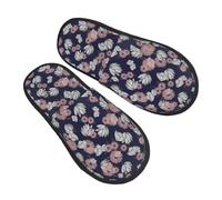 Fluffy Bedroom Socks Shoe Simple Cute Lotus Flowers Home Slippers Non Slip Lined House Shoes For Guest, Hotel, Bedroom L