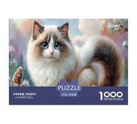 Fluffy Bi-Colored Cat Jigsaw Puzzles Puzzle for Adults Kids. 1000 Piece Snowy Pinecone Great Gifts Challenge Toy Home Decoration for Adults& Kids Age 14 Years Up 52x38cm/1000pcs