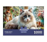 Fluffy Bi-Colored Cat Jigsaw Puzzles Puzzles for Adults Kids. 1000 Piece Winter Window Impossible Challenge Toy Home Decoration for Adults& Kids Age 14 Years Up 70x50cm/1000pcs