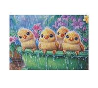 Fluffy Birds Sheltering from Rain 300 Piece Pack Classic Jigsaw Puzzle Couple Puzzle Partners Ultra Difficult Wall Decor Easter New Year Paperboard Material 300 PCS