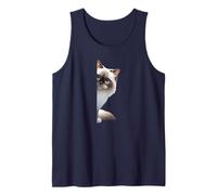 Fluffy Birman Cat with Big Blue Eyes,Peeking from The Corner Tank Top