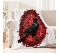 fluffy blanket 130x150 cm Red Magic Crow kids blanket Lightweight Warm Polyester Throw for Bed Couch Office Travel, Soft Cozy Fleece for Home Decor MF29-132