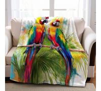 Fluffy Blanket 180 x 220 cm Animals two parrots Throws for Sofa Bed Chair, All Season, Light Soft Comfortable Home Decoration for Adults & Children
