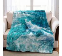 Fluffy Blanket 180 x 220 cm Ocean waves Throws for Sofa Bed Chair, All Season, Light Soft Comfortable Home Decoration for Adults & Children