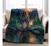 Fluffy Blanket animal tiger 150 x 200 cm Throws for Sofa Bed Chair All Season Light Soft Comfortable Home Decoration Adults Children