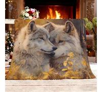 Fluffy Blanket Artwork Plants Wolf Motif Sherpa Blankets for Kids Child Adults Soft Warm Brown Microfiber Throw for Bed, Couch, and Travel king Size 180x200cm