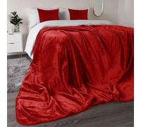 Fluffy Blanket Bed Throw King Size Blanket 2 Ply Reversible Solid Designs Warm Thick Blankets for winter - Super Soft Throw Washable Large Heavy Weighted Cosy Blanket (Burgundy, 130 cm x 150 cm)