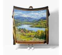 Fluffy Blanket Jungle Mountain Scenery Sherpa Blankets for Kids Child Adults Soft Warm Green Microfiber Throw for Bed, Couch, and Travel Single 130x150cm