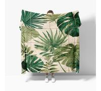 Fluffy Blanket Tropical Plant Banana Leaf Sherpa Blankets for Kids Child Adults Soft Warm Green Microfiber Throw for Bed, Couch, and Travel Small Single 100x130cm
