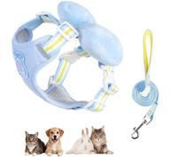 Fluffy Bow Harness & Leash Set for Small Medium Dog Puppy Cat Escape Proof Adjustable No Pull Soft Padded Mesh Cute Vest (Sky Blue, X-Large)