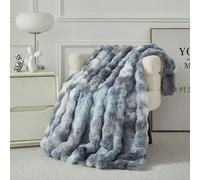 Fluffy Bubble Fleece Throw Blanket - Faux Fur Soft Warm Plush Cozy Blankets Thick 1000 GSM for Sofa-Large Bed Throws for Bedroom Couch Sofa Travel Kids Camping-Tie-Dye Silver Gray 160x200cm